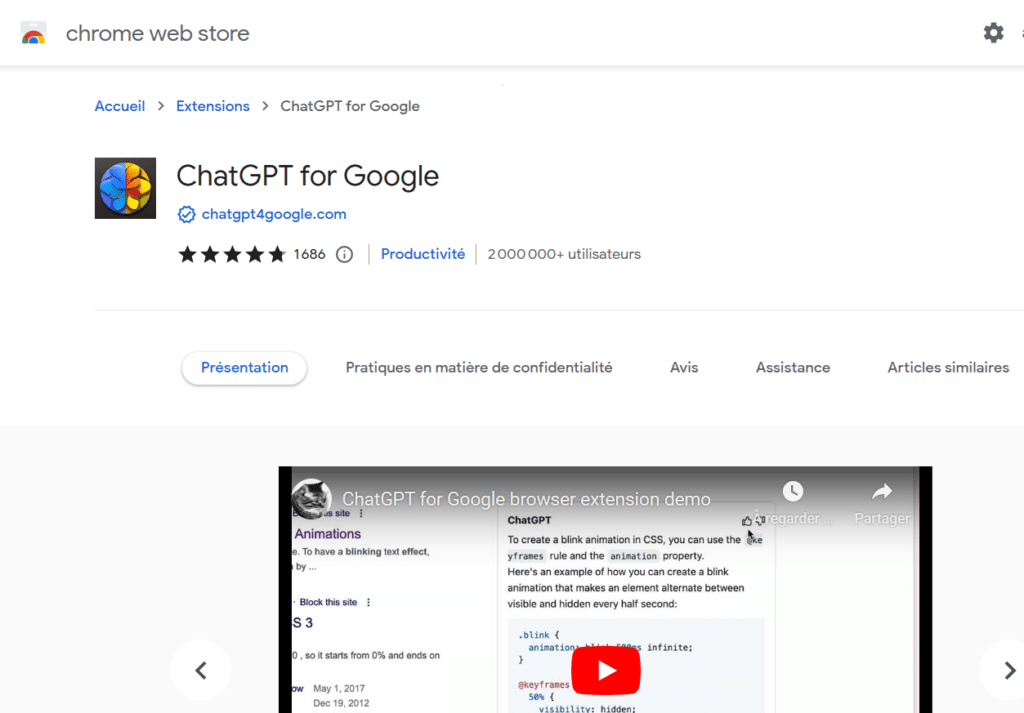 Extensions Google pour ChatGPT ChatGPT for Google 